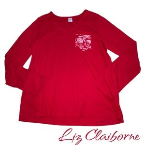 Liz Claiborne Red Sleepwear Top - Women’s Large